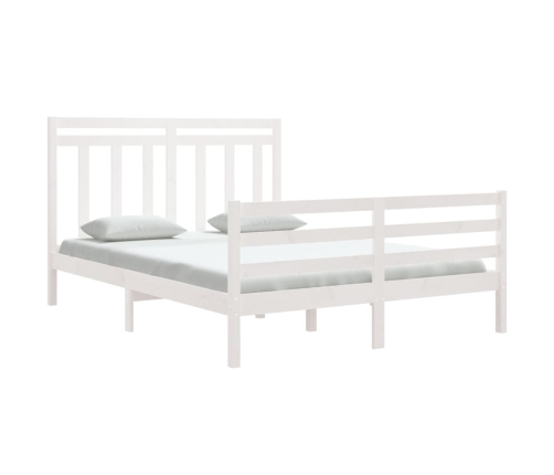 Estructura de cama madera maciza blanca King Size 150x200 cm