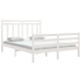 Estructura de cama madera maciza blanca King Size 150x200 cm