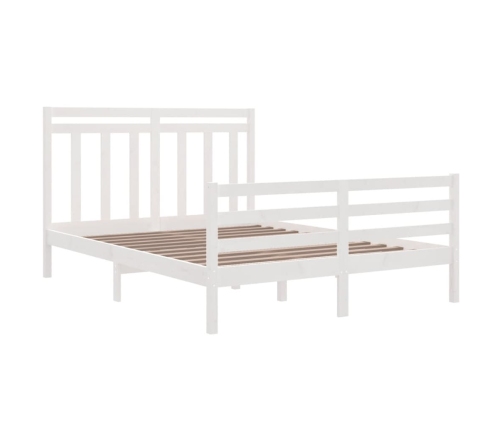 Estructura de cama madera maciza blanca King Size 150x200 cm