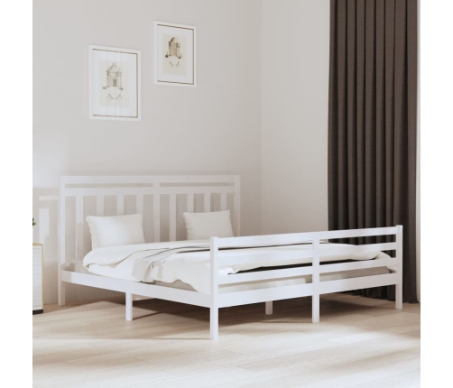 Estructura de cama madera maciza blanca 200x200 cm