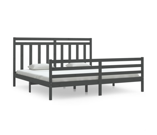 Estructura de cama de madera maciza de pino gris 200x200 cm