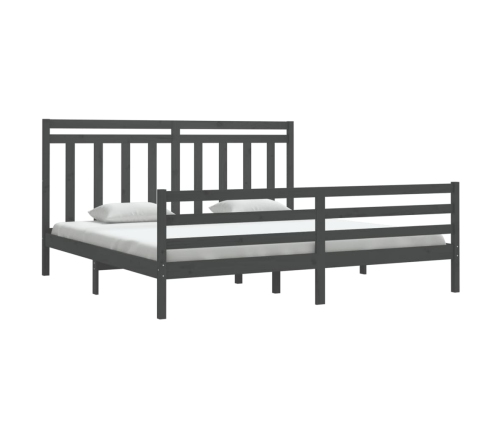 Estructura de cama de madera maciza de pino gris 200x200 cm
