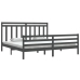 Estructura de cama de madera maciza de pino gris 200x200 cm