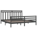 Estructura de cama de madera maciza de pino gris 200x200 cm