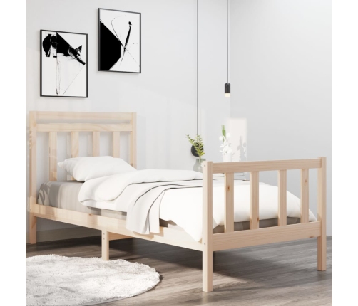 Estructura de cama madera maciza 75x190 cm