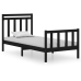 Estructura de cama madera maciza individual negra 75x190 cm