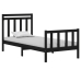 Estructura de cama madera maciza individual negra 75x190 cm