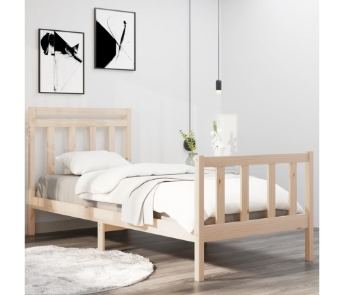 Estructura de cama madera maciza 90x190 cm