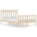 Estructura de cama de matrimonio madera maciza 135x190 cm