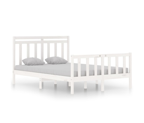 Estructura de cama de madera maciza blanca 135x190 cm