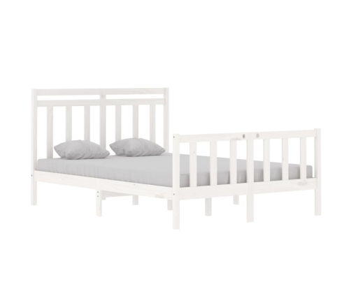 Estructura de cama de madera maciza blanca 135x190 cm