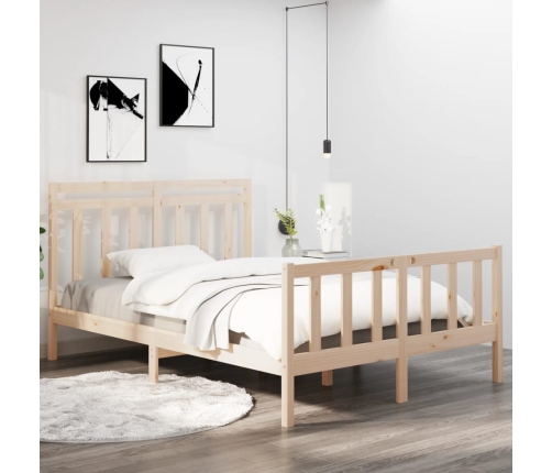 Estructura de cama de madera maciza 140x190 cm