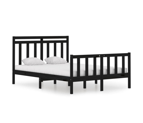 Estructura de cama de madera maciza negra 140x190 cm