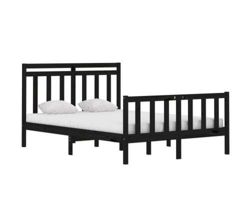 Estructura de cama de madera maciza negra 140x190 cm