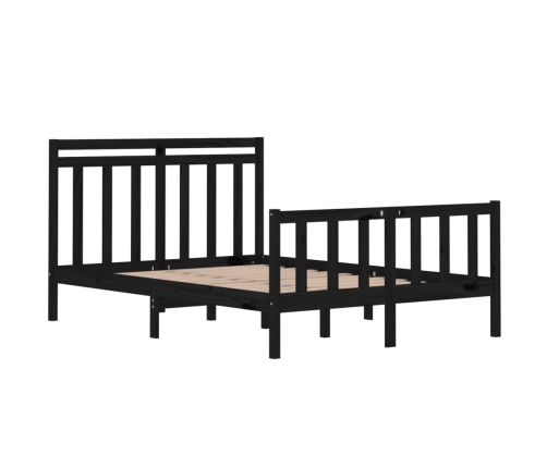 Estructura de cama de madera maciza negra 140x190 cm