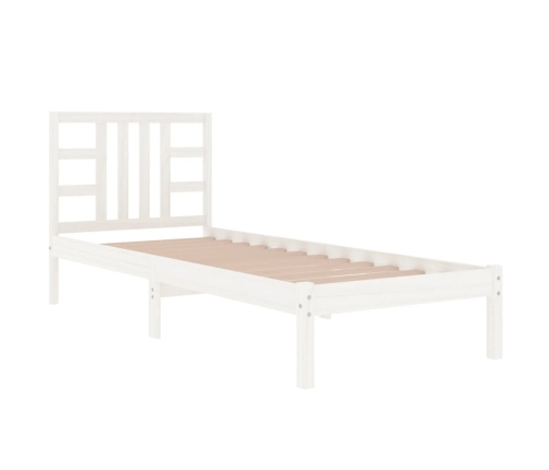 Estructura de cama madera maciza individual blanco 75x190 cm