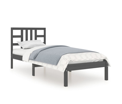 Estructura de cama individual madera maciza negra 90x190 cm