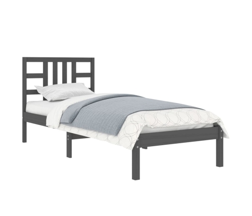 Estructura de cama individual madera maciza negra 90x190 cm