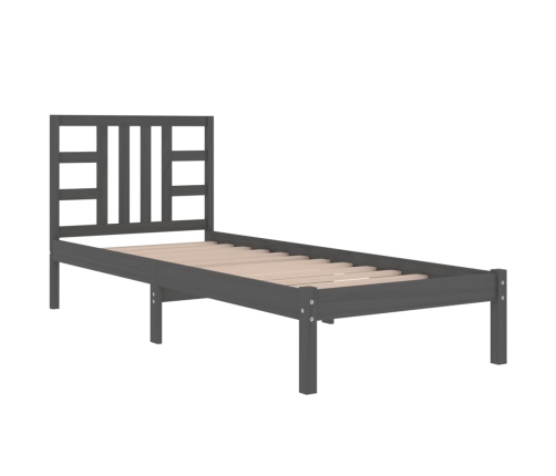 Estructura de cama individual madera maciza negra 90x190 cm