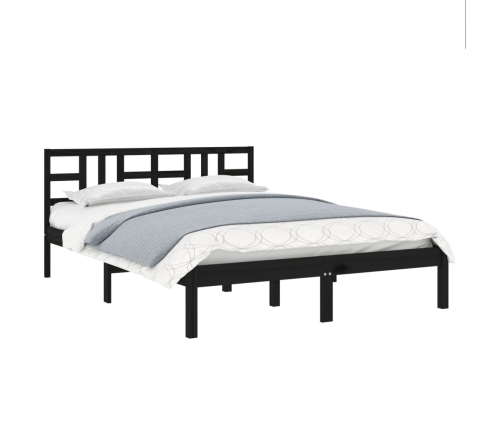 Estructura de cama madera maciza negra 120x190 cm