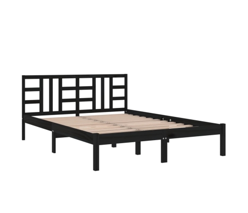 Estructura de cama madera maciza negra 120x190 cm