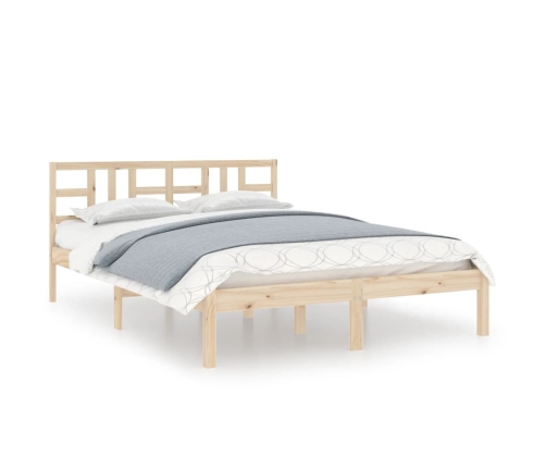 Estructura de cama de matrimonio madera maciza 135x190 cm