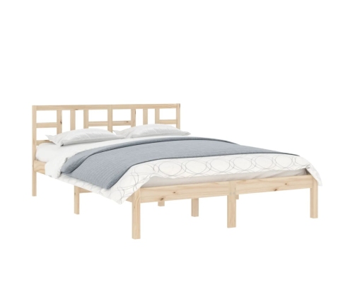 Estructura de cama de matrimonio madera maciza 135x190 cm