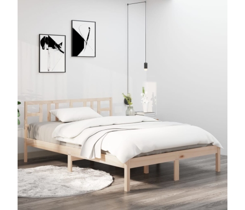 Estructura de cama de matrimonio madera maciza 135x190 cm