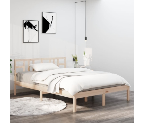 Estructura de cama madera maciza de pino 140x190 cm