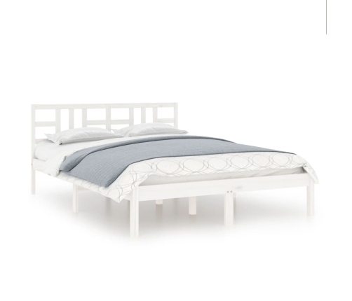 Estructura de cama de madera maciza blanca 140x190 cm