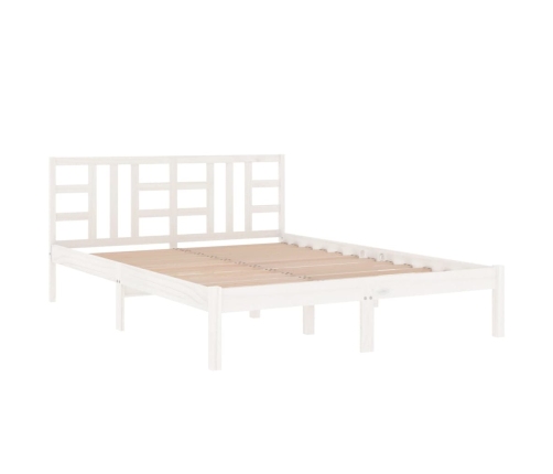 Estructura de cama de madera maciza blanca 140x190 cm