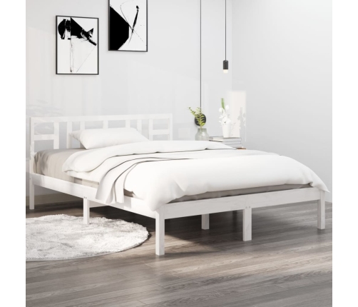 Estructura de cama de madera maciza blanca 140x190 cm