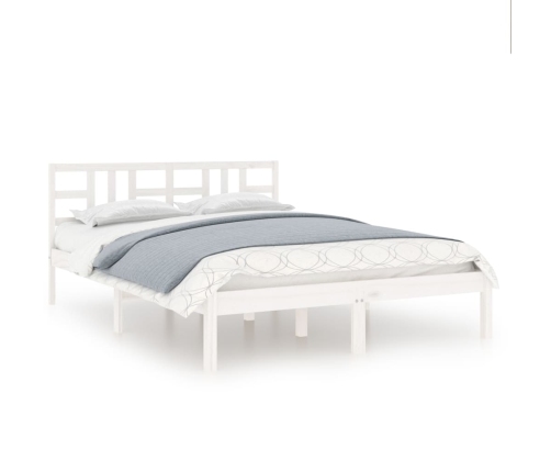 Estructura de cama de madera maciza blanca 140x200 cm