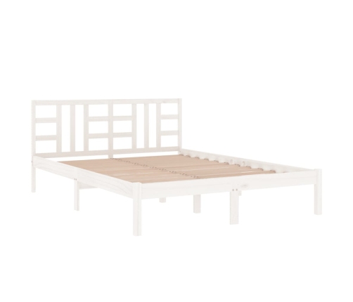Estructura de cama de madera maciza blanca 140x200 cm