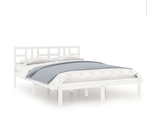 Estructura de cama madera maciza blanca King Size 150x200 cm