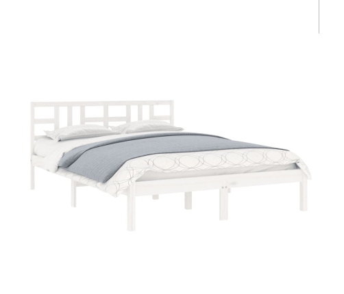 Estructura de cama madera maciza blanca King Size 150x200 cm