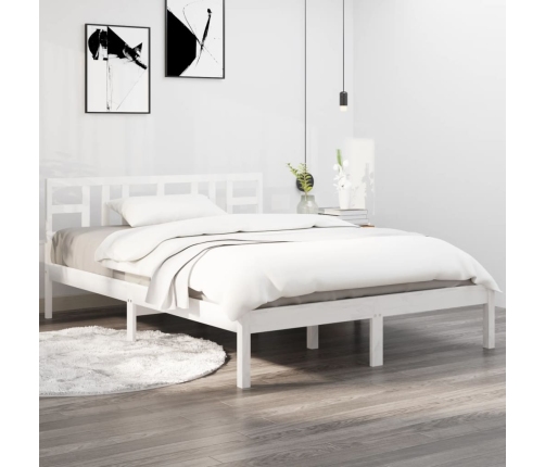 Estructura de cama madera maciza blanca King Size 150x200 cm