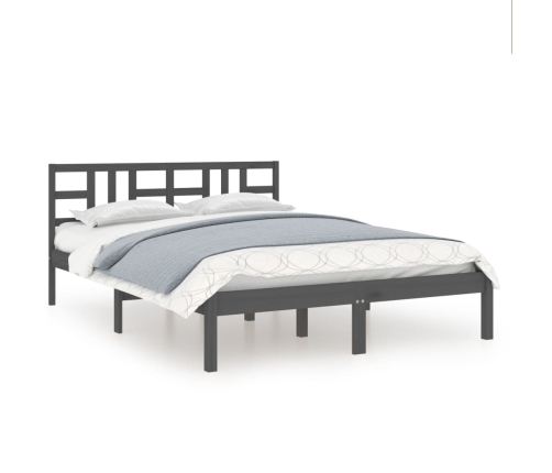 Estructura de cama de madera maciza gris 160x200 cm