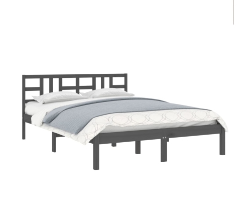 Estructura de cama de madera maciza gris 160x200 cm