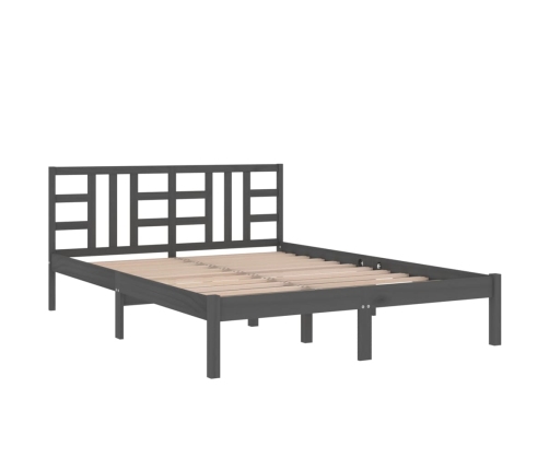 Estructura de cama de madera maciza de pino gris 200x200 cm