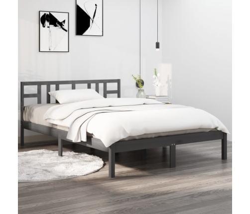 Estructura de cama de madera maciza de pino gris 200x200 cm