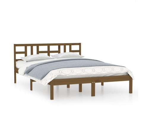 Estructura de cama madera maciza de pino marrón miel 200x200 cm