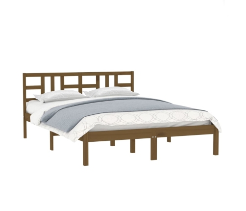 Estructura de cama madera maciza de pino marrón miel 200x200 cm