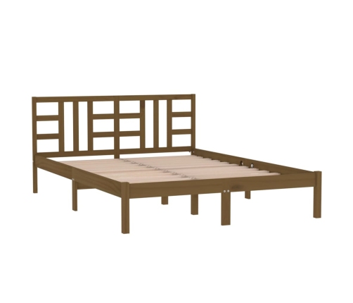 Estructura de cama madera maciza de pino marrón miel 200x200 cm