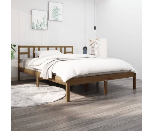 Estructura de cama madera maciza de pino marrón miel 200x200 cm