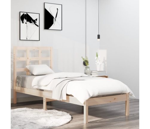 Estructura de cama madera maciza 75x190 cm