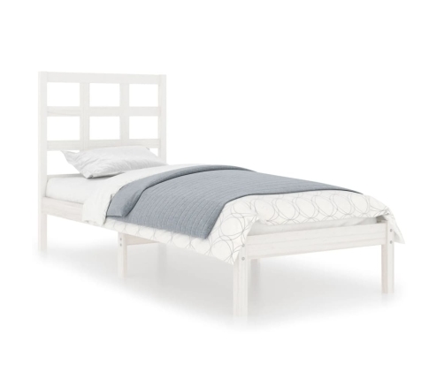 Estructura de cama madera maciza individual blanco 75x190 cm