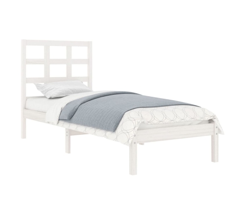 Estructura de cama madera maciza individual blanco 75x190 cm