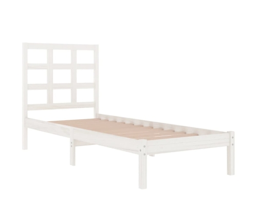 Estructura de cama madera maciza individual blanco 75x190 cm