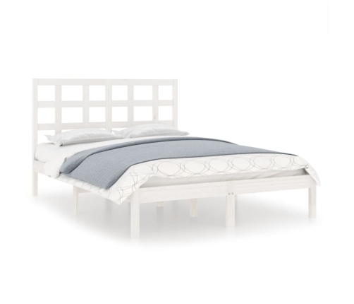 Estructura de cama doble pequeña madera maciza blanca 120x190cm